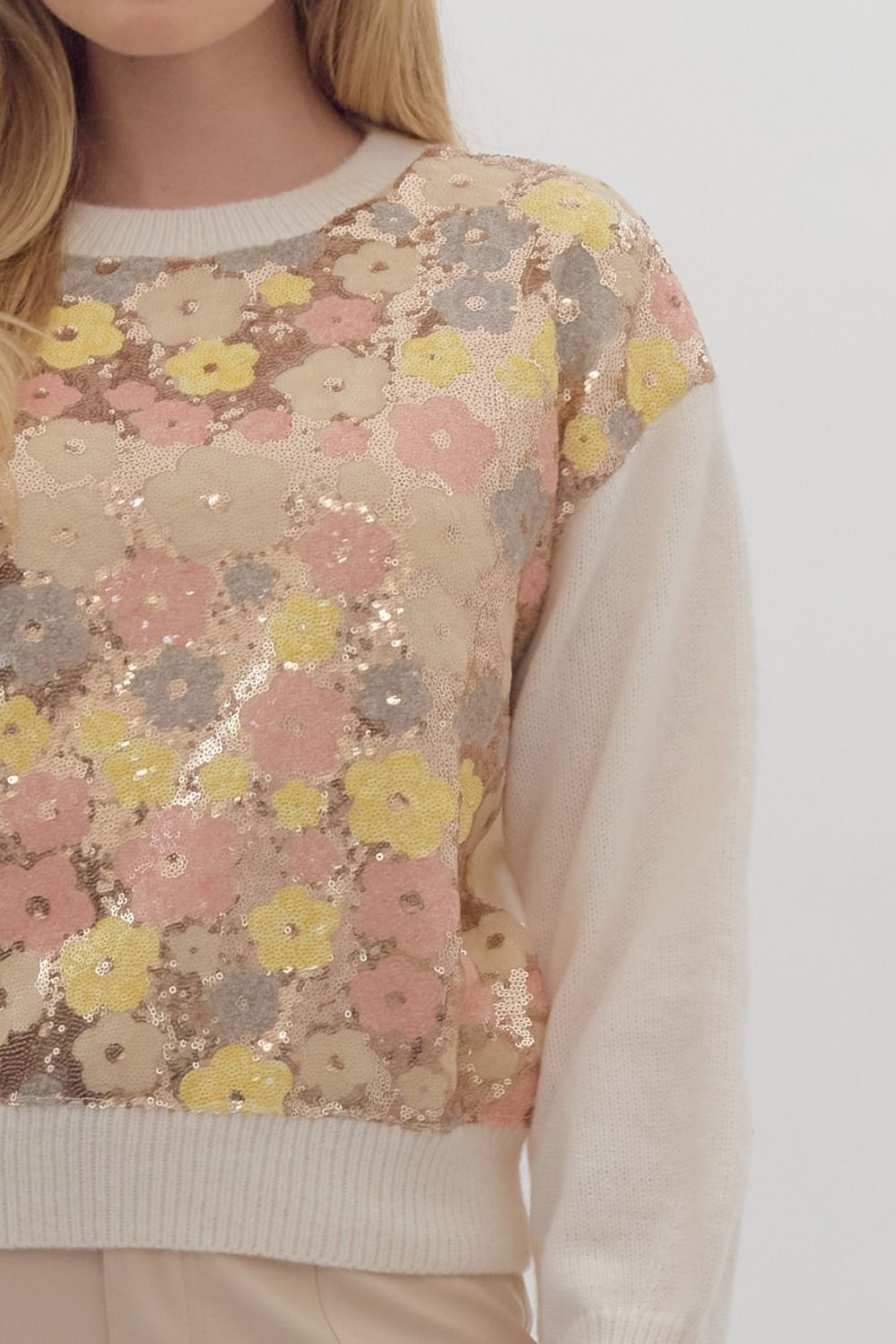 Flower Power Sequin Embellished Sweater