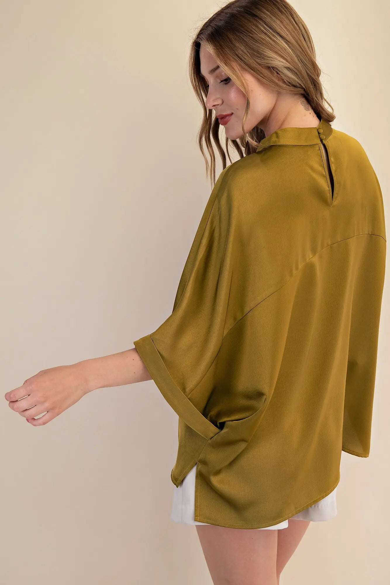 Mock Oversized Top-Mustard