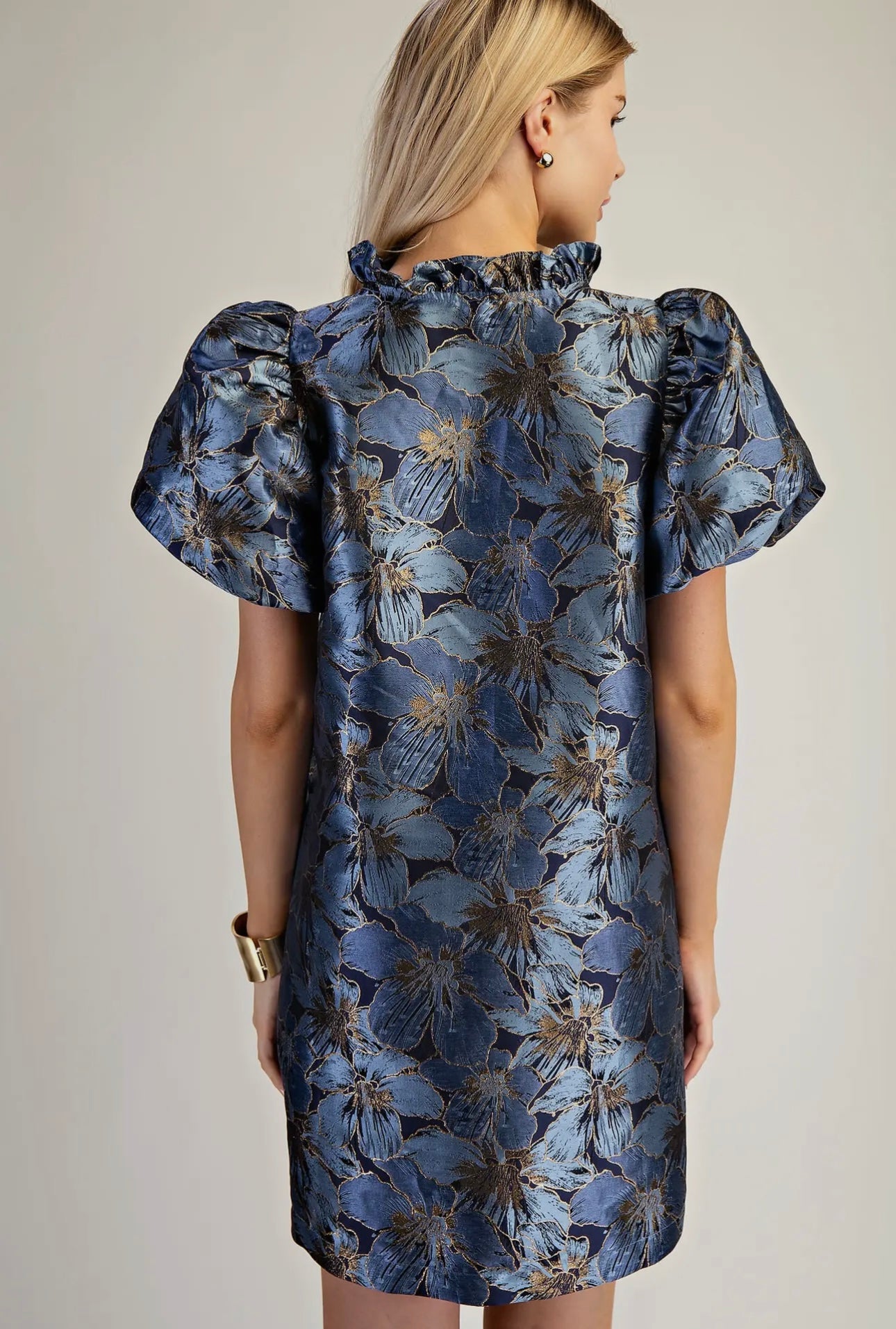 UPTOWN ALLURE BLUE FLORAL MINI DRESS