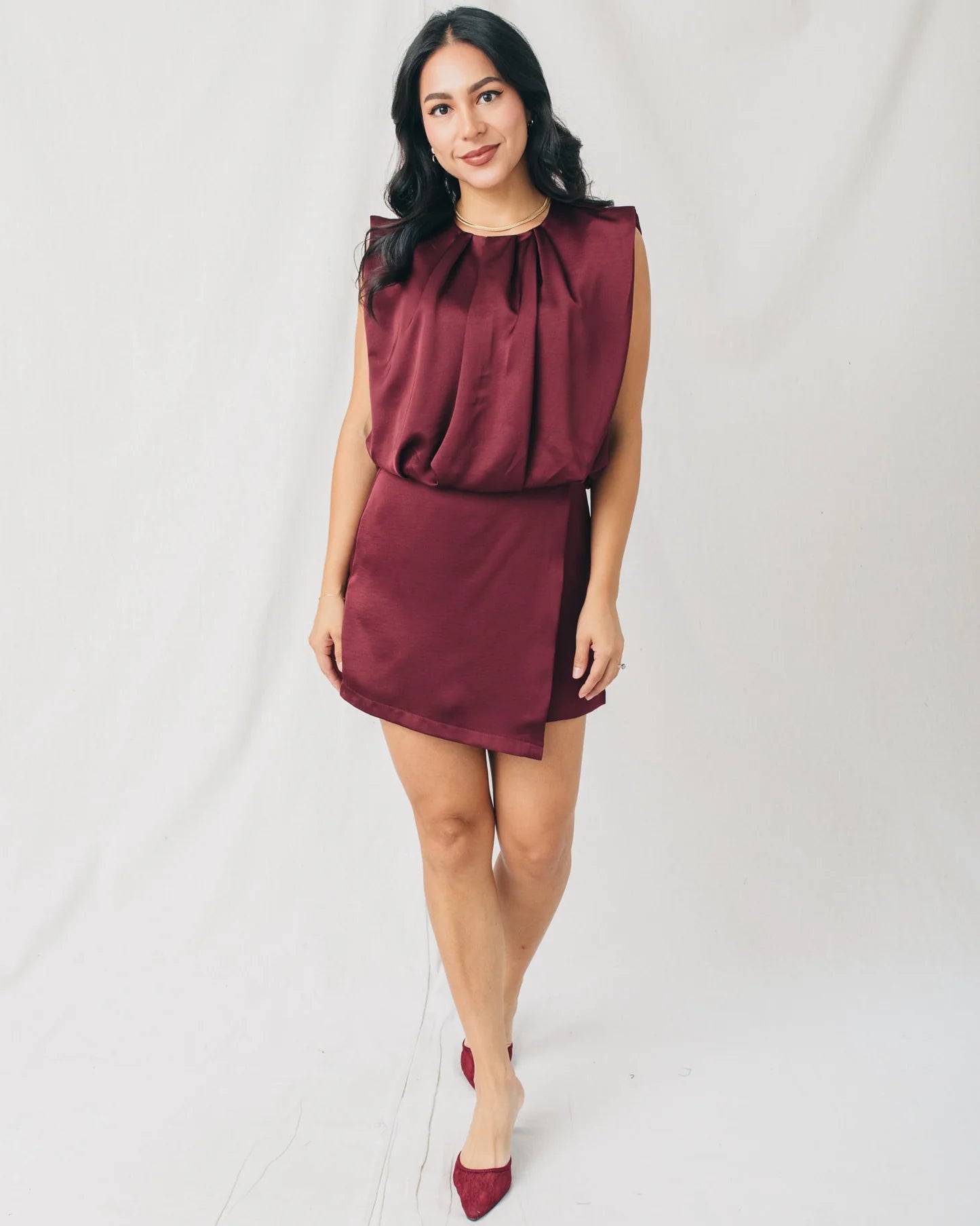 Night Out Satin Romper~Maroon