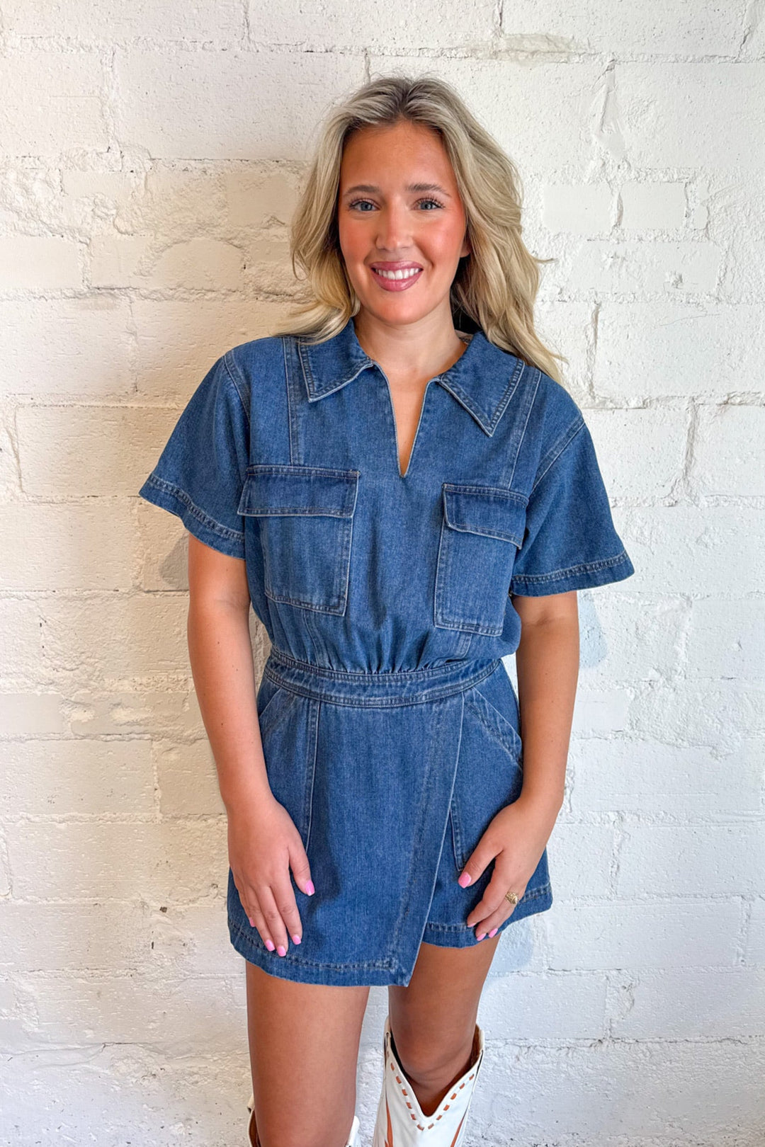 Feeling Flirty Denim Romper