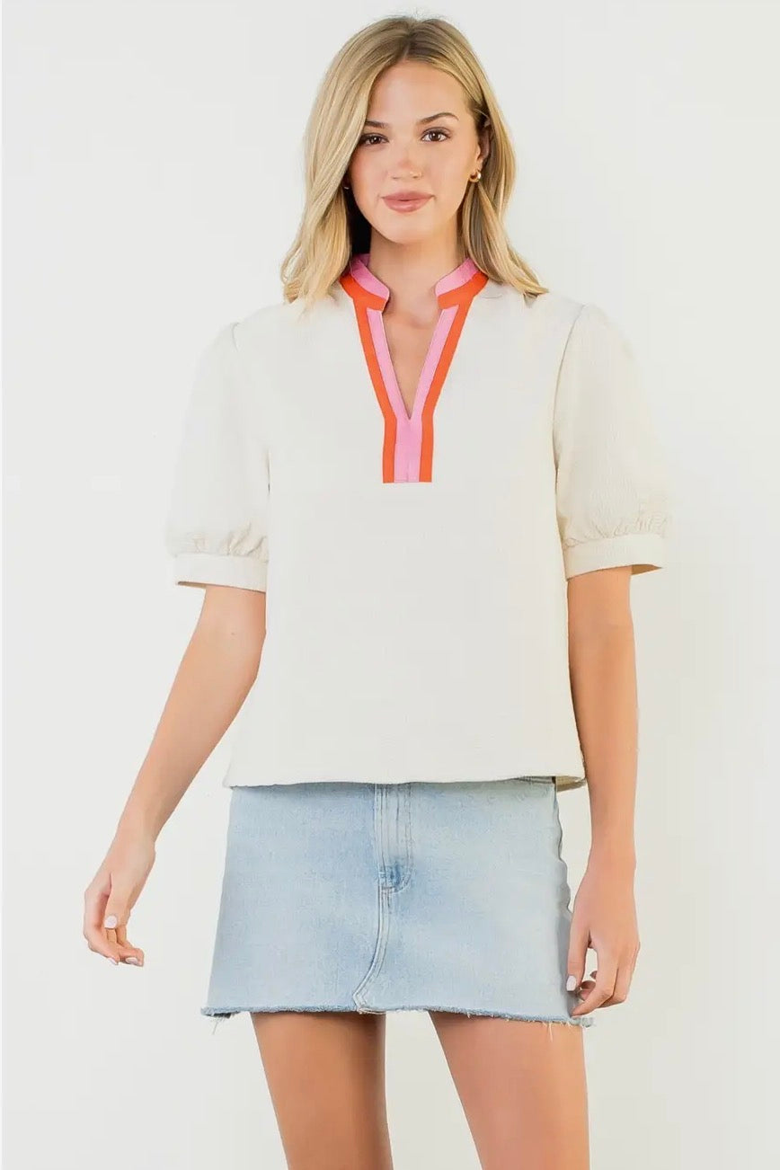 Simply Alluring Puff Sleeve Textured Blouse