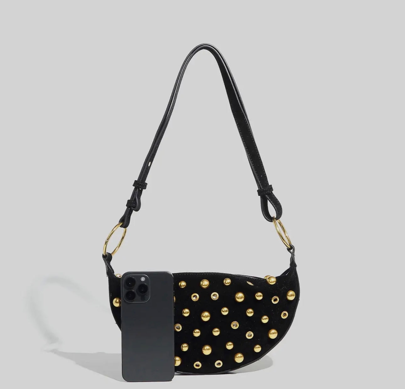Studded Polka Dot Shoulder Purse