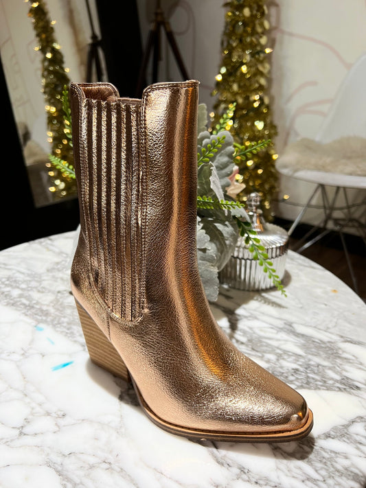 Cali Metallic Copper Booties