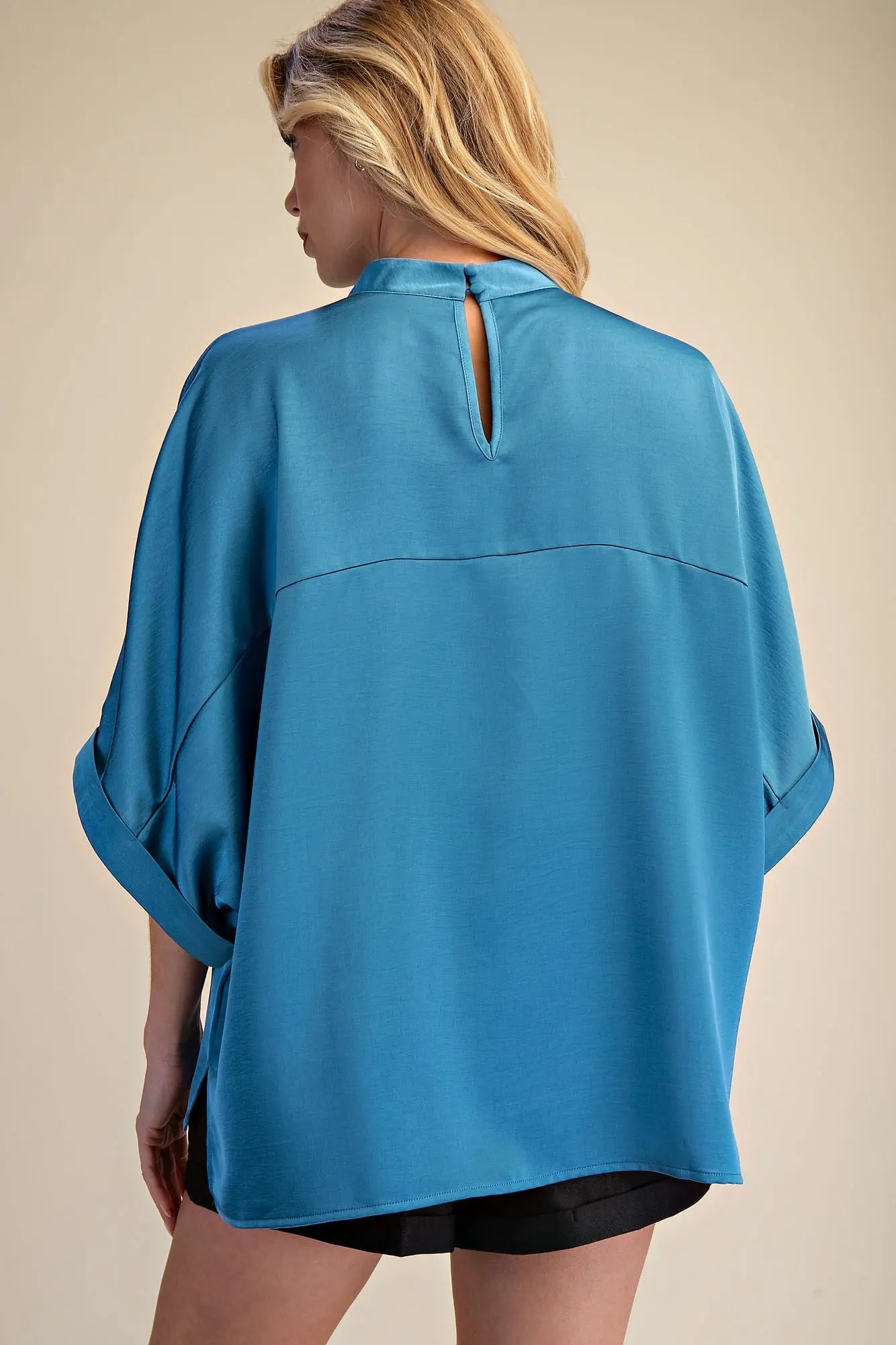 Slate Mock Neck Blouse