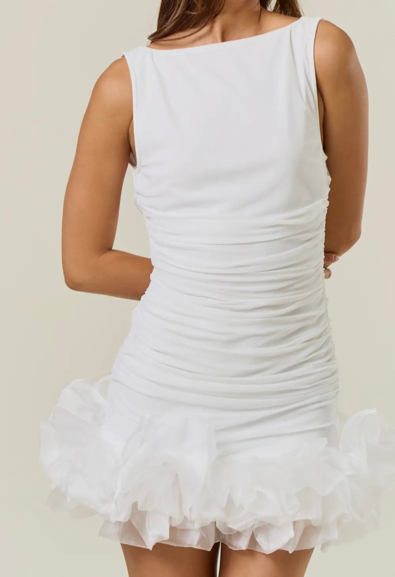 Little Miss Sass-White Ruffle Dress