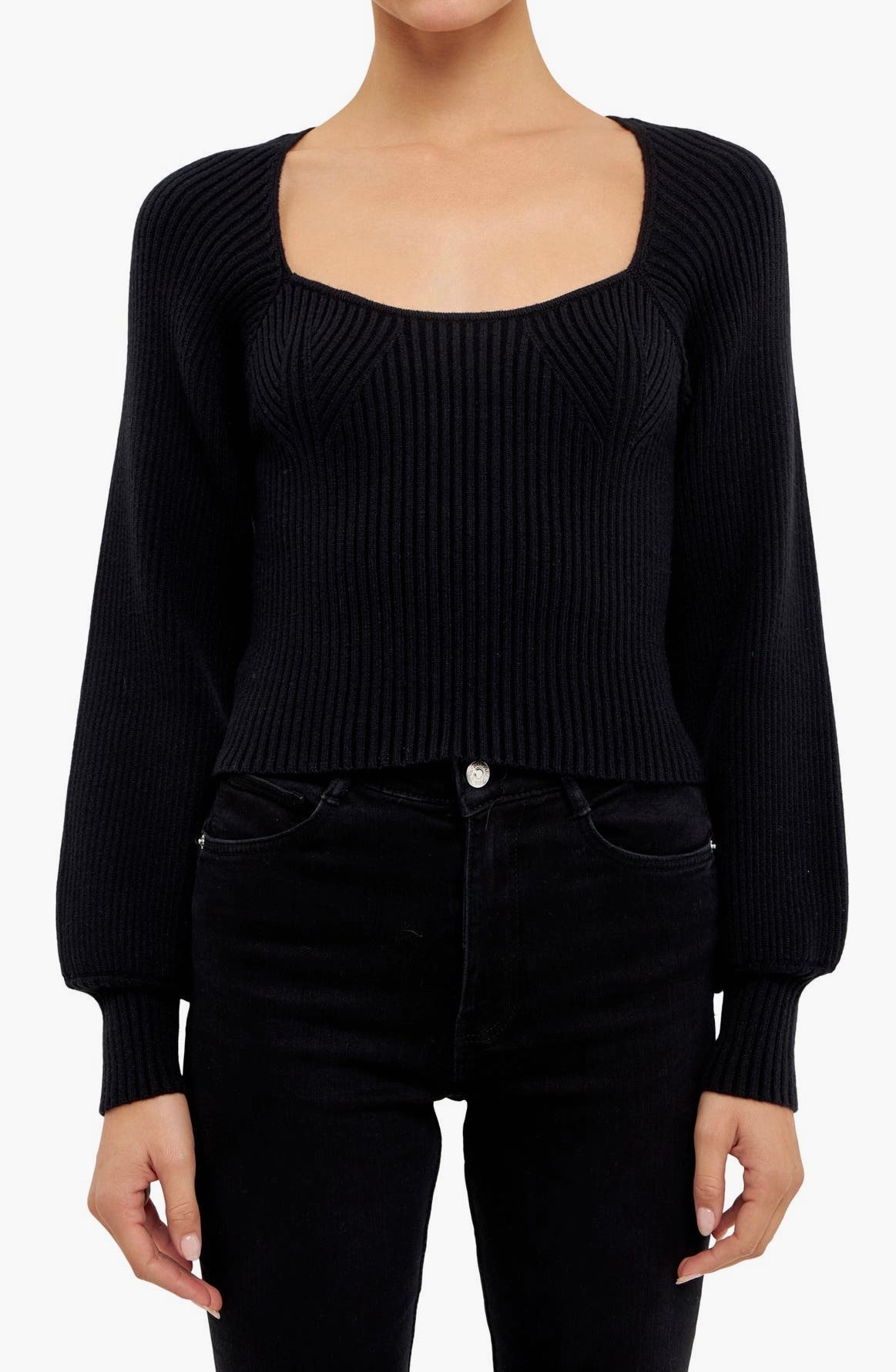 Black Knitted Top- Endless Rose