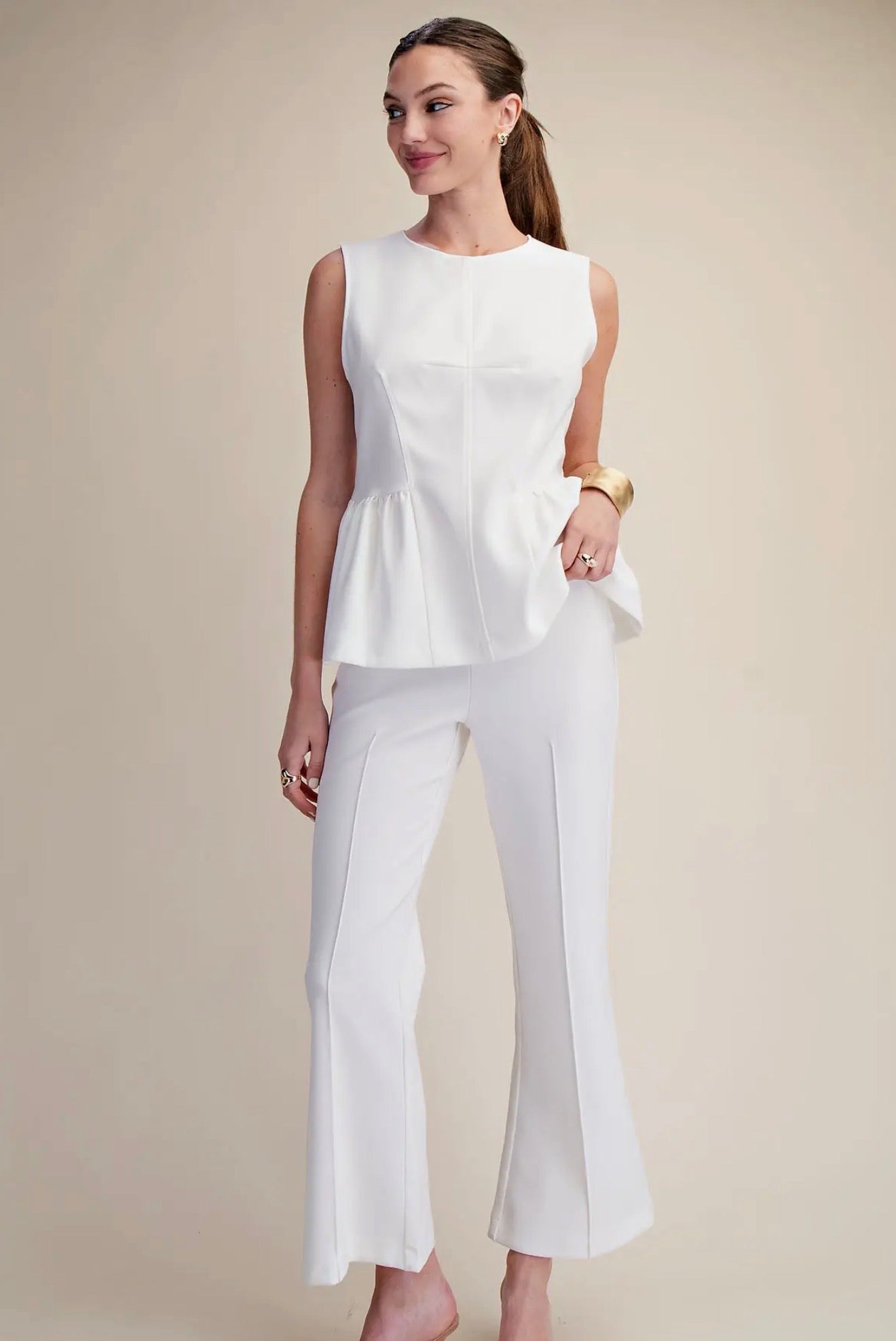 Strictly Business White Flare Pants Set