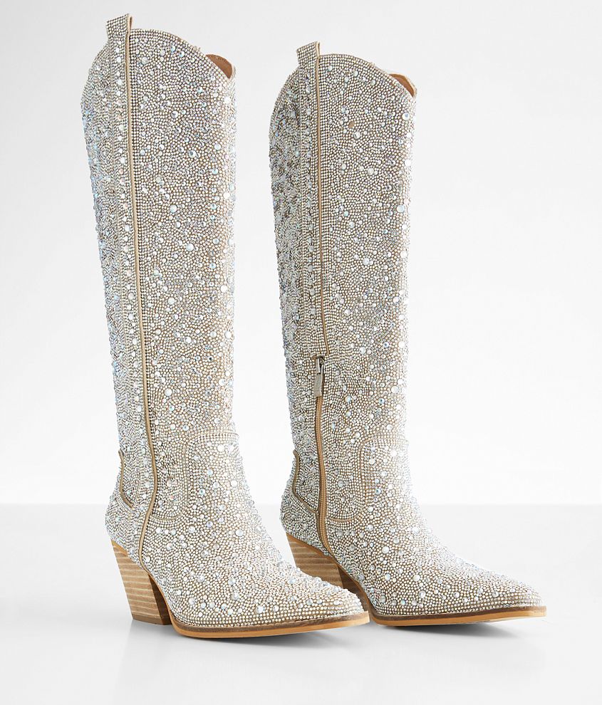 Alice Silver Rhinestone To The Knee Boots