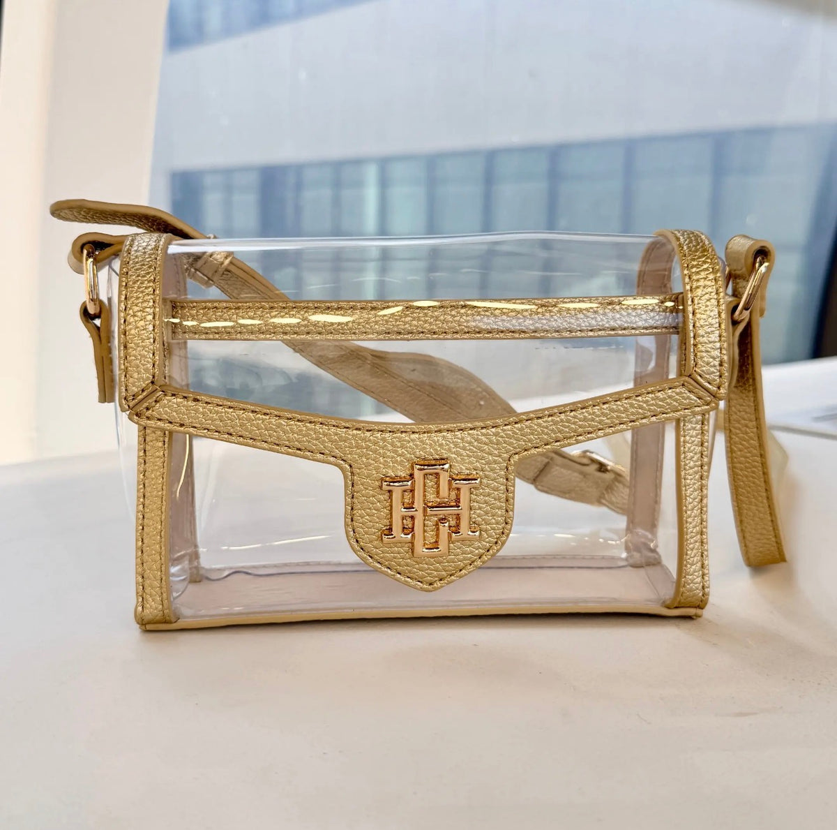 Anna Clear Stadium Bag Gold