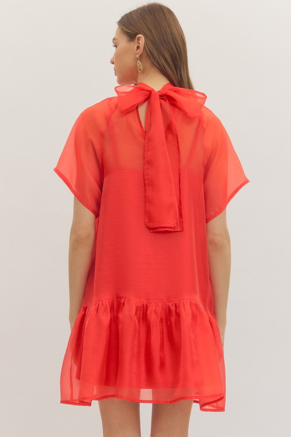 Dressed in Red Flutter Sleeve Dress