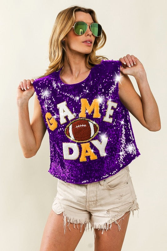 LSU Game Day Sequin Top