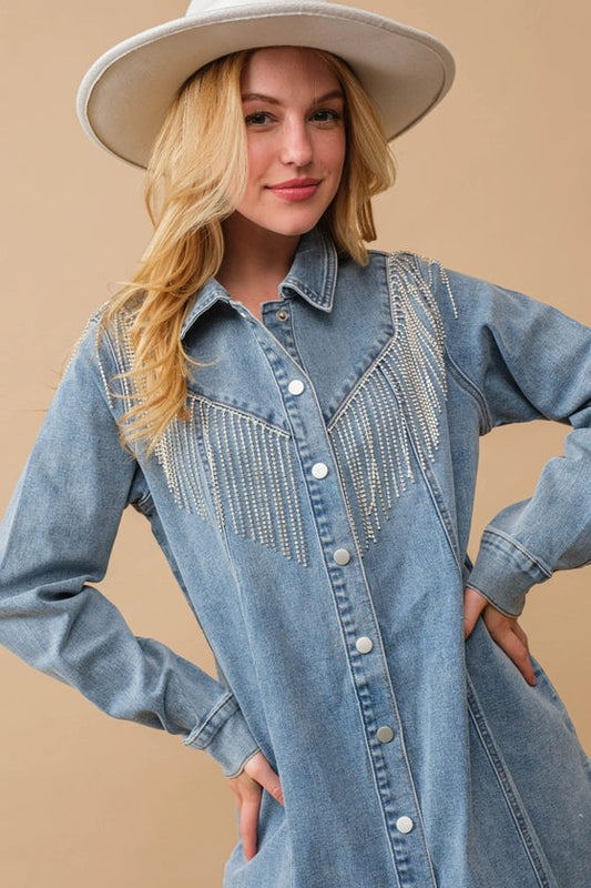 Rhinestone Denim Dress