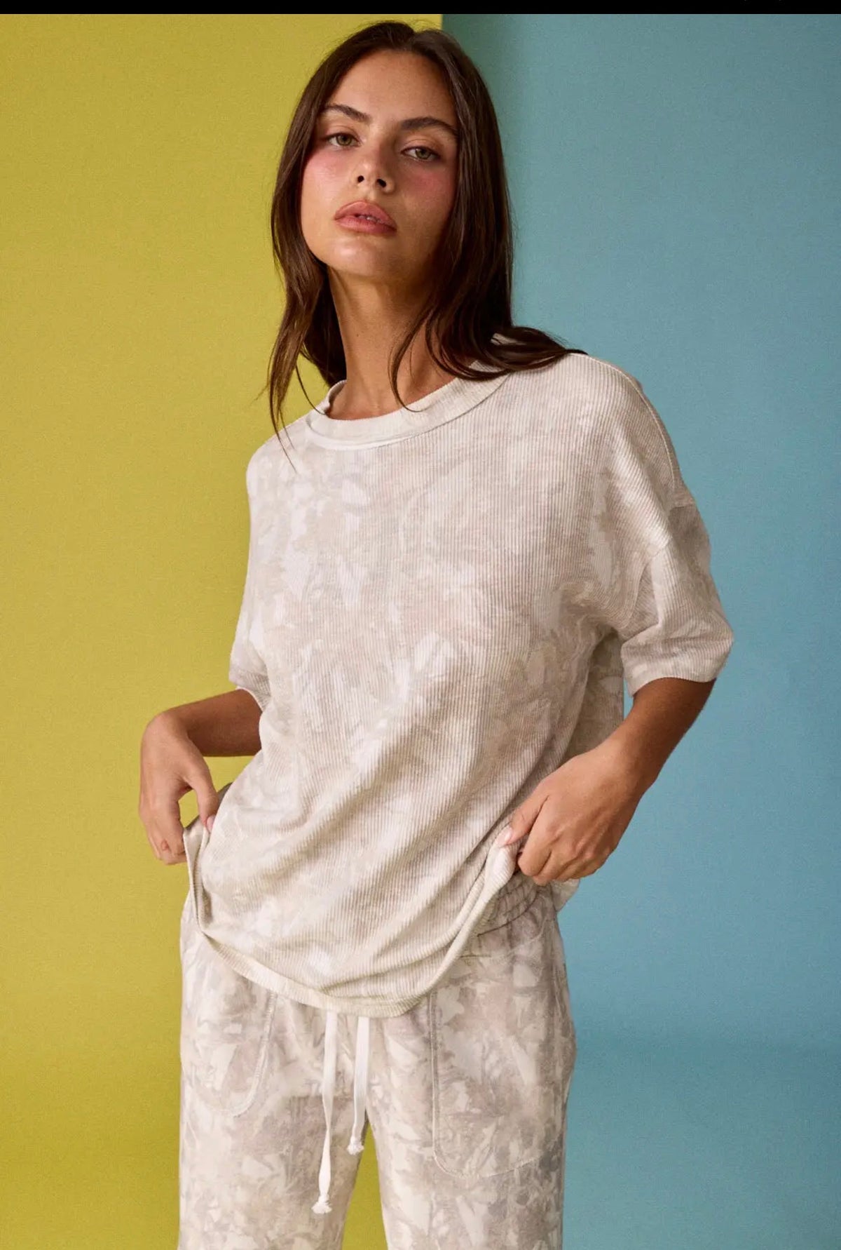 Nature Camo Ribbed Loose Fit Tee