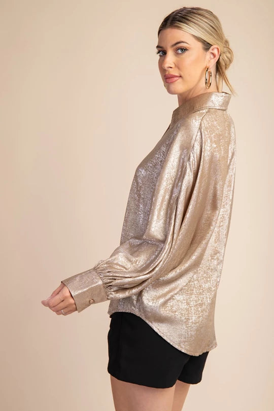 Voluminous Sleeve Blouse Gold