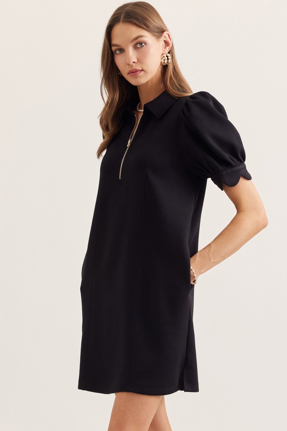 Julia Black Scalloped Tennis Dress