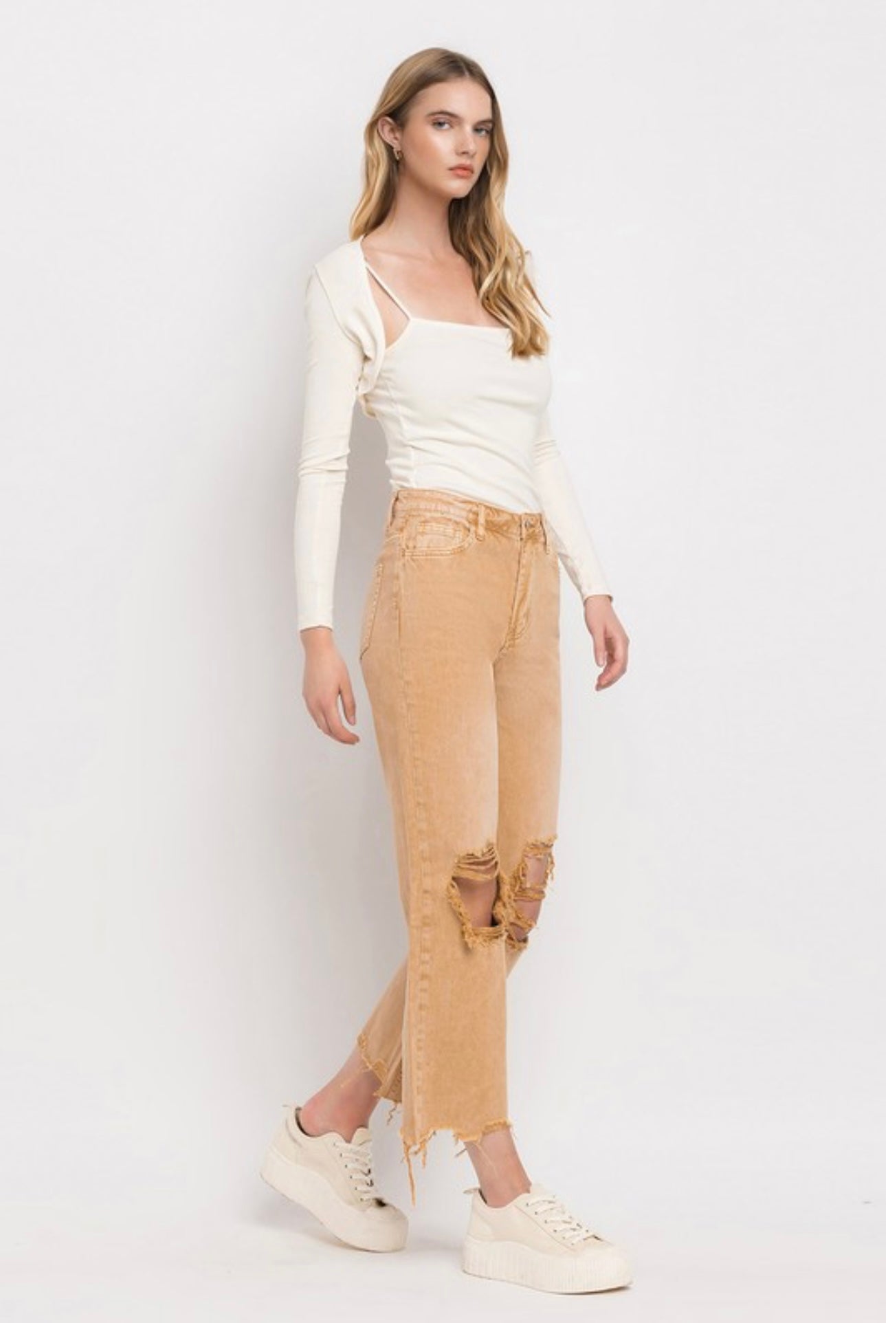 Vervet Flying Monkey Vintage Crop Straight Jeans- Brandied Melon