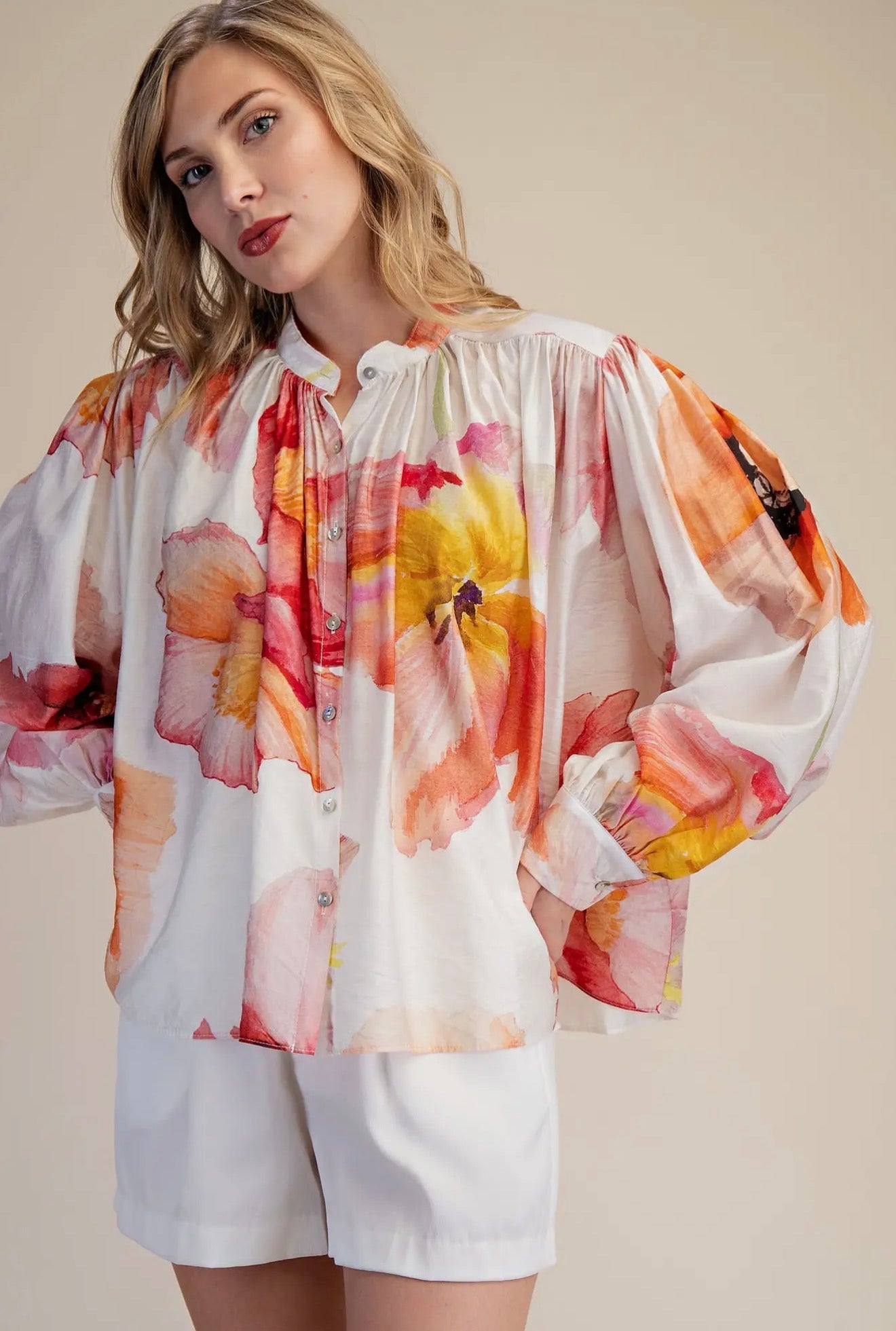 Voluminous Floral Blouse