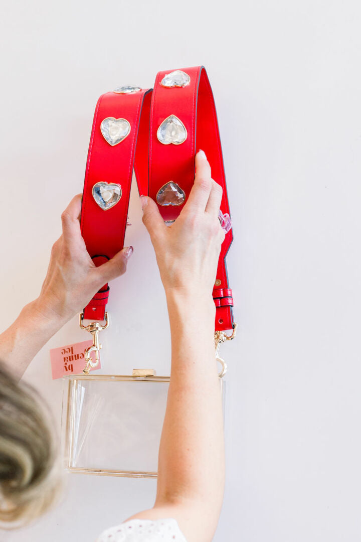 Crystal Heart Gameday Purse Strap |
Rhinestone Stadium Strap~Red