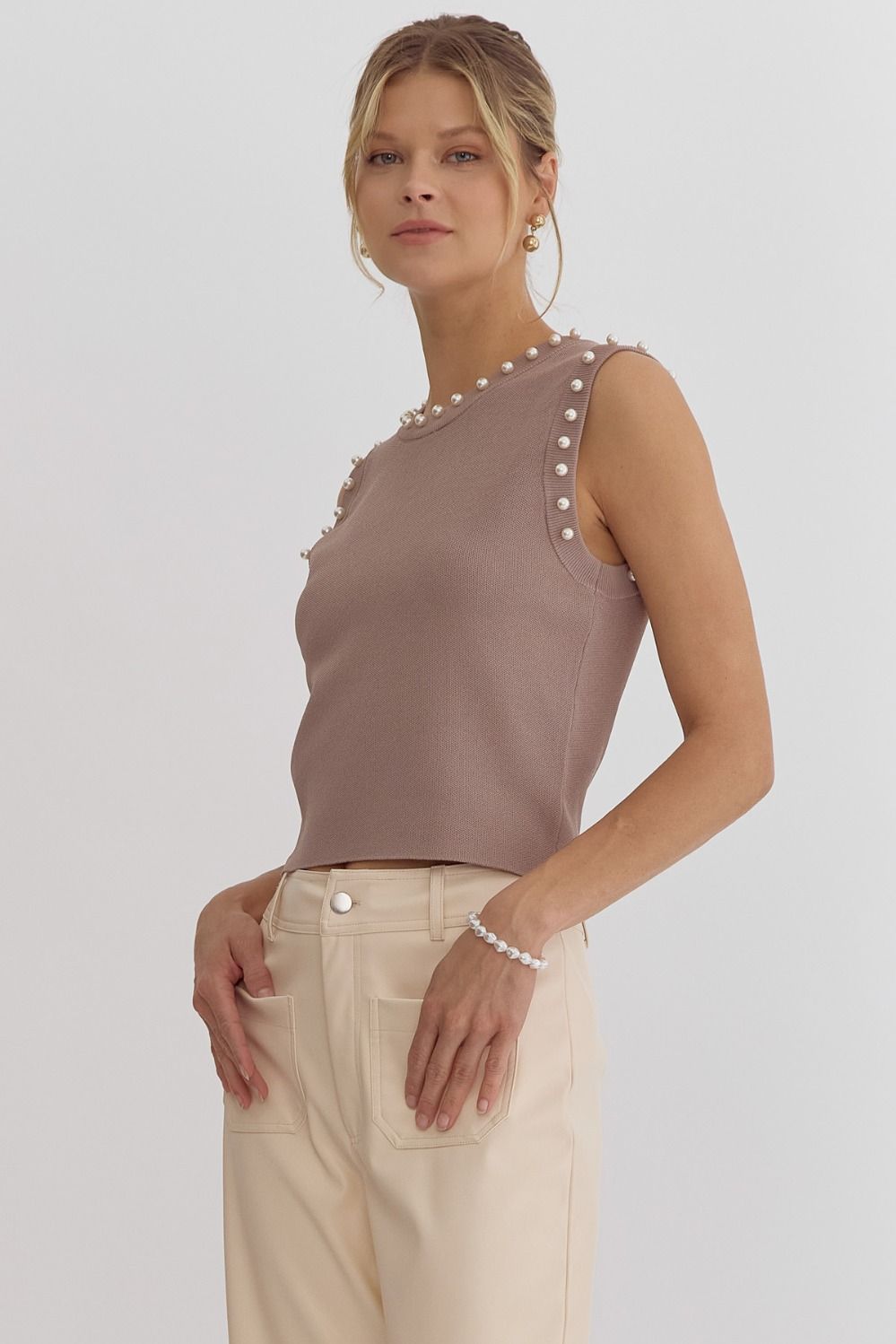 Pearl Me Up Crop Knit Top