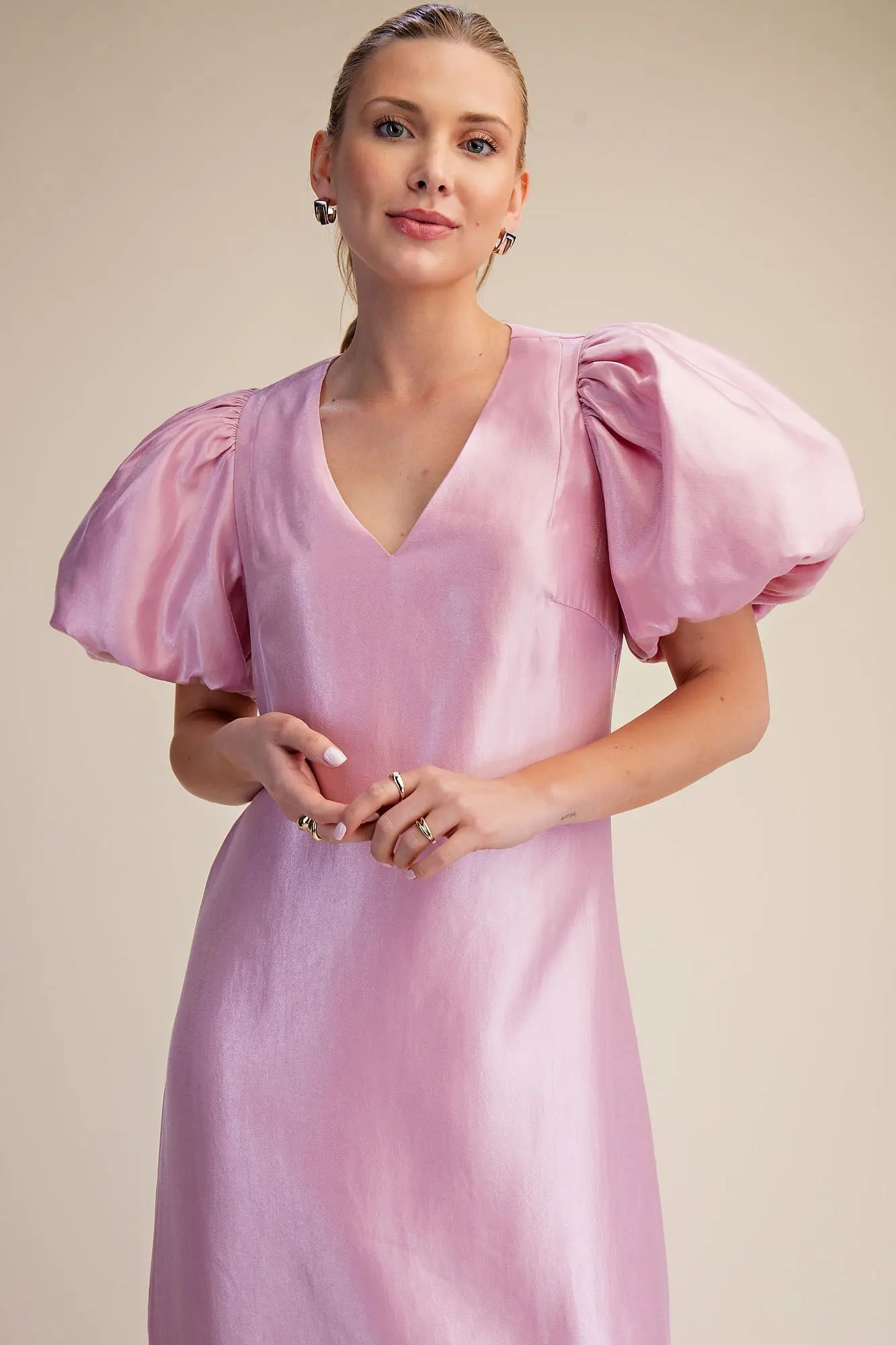 Pretty In Pink Glossy Maxi Dress