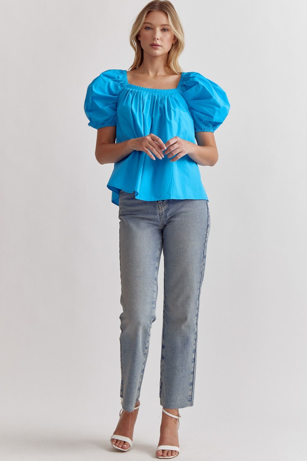 Blue Puff Sleeve Top