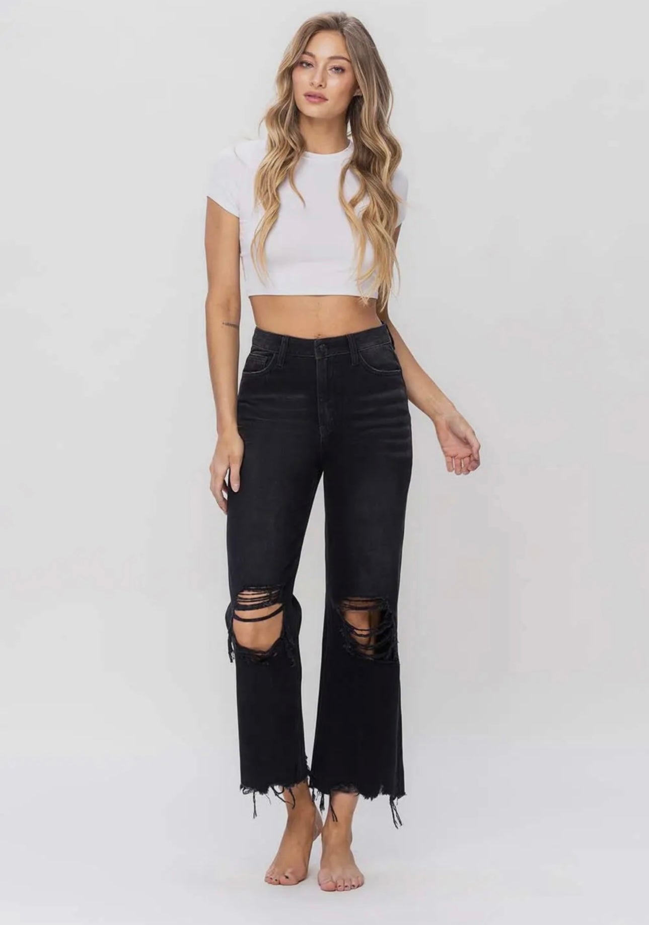 Vervet Flying Monkey Vintage Crop Straight Jeans- Black