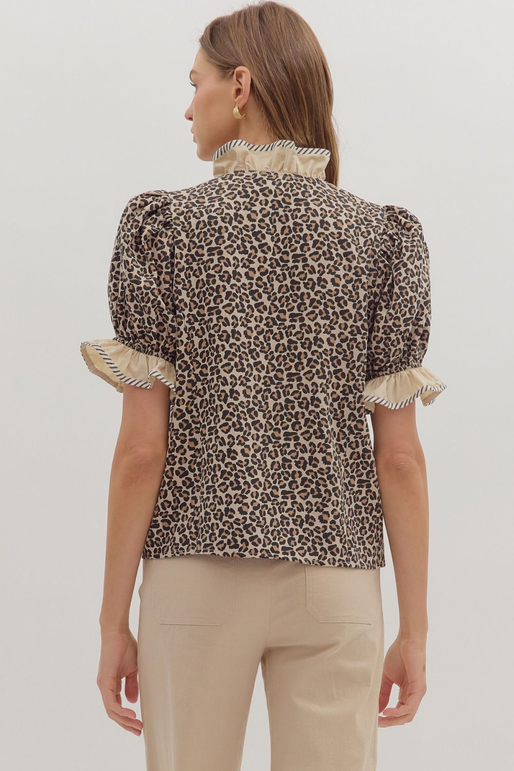 Leopard Ruffle Blouse