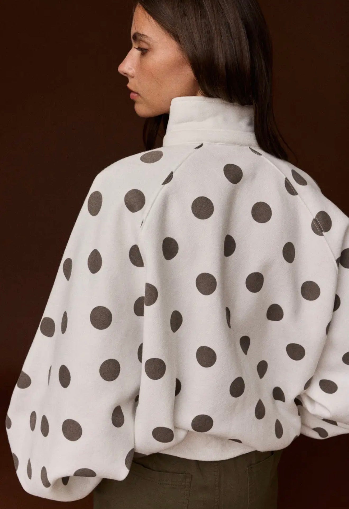 Chocolate Polka Dotted Piper Collared Pullover