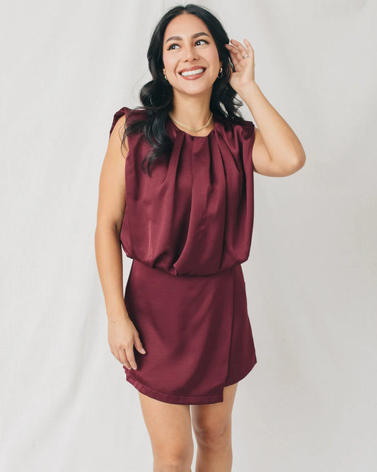 Night Out Satin Romper~Maroon