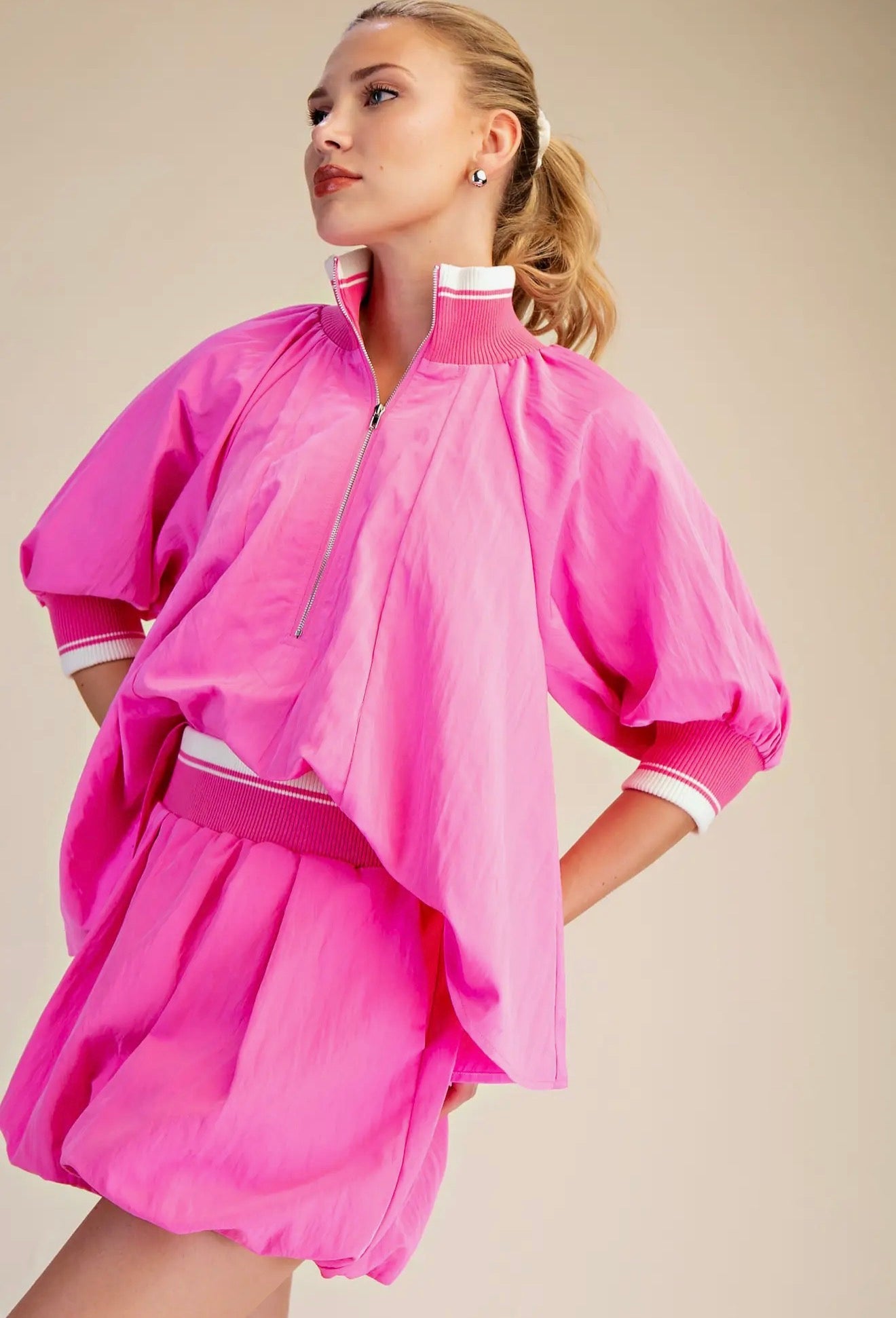 Electric Bloom Puff Sleeve Blouse