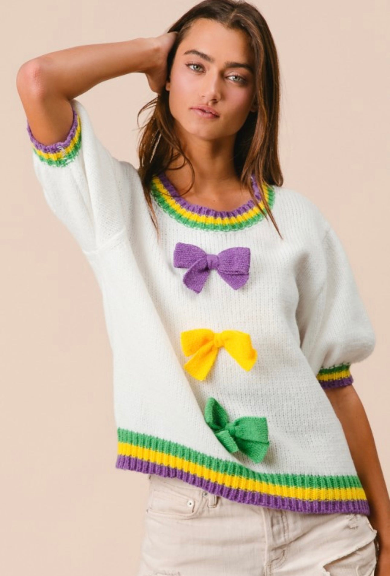 Mardi Gras Bow Sweater