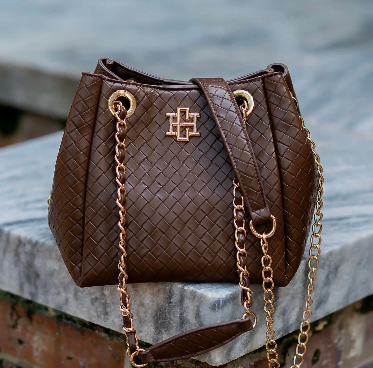 Lainey Mini Tote Woven Chocolate Purse~Caroline Hill