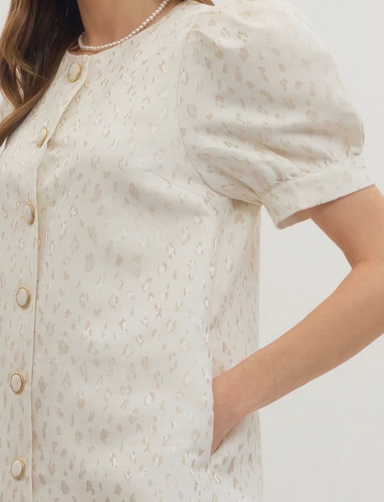 Classic Chic Puff Sleeve Dress- Cream