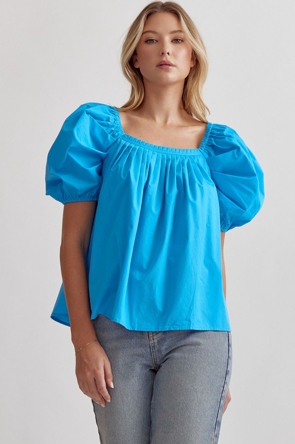 Blue Puff Sleeve Top