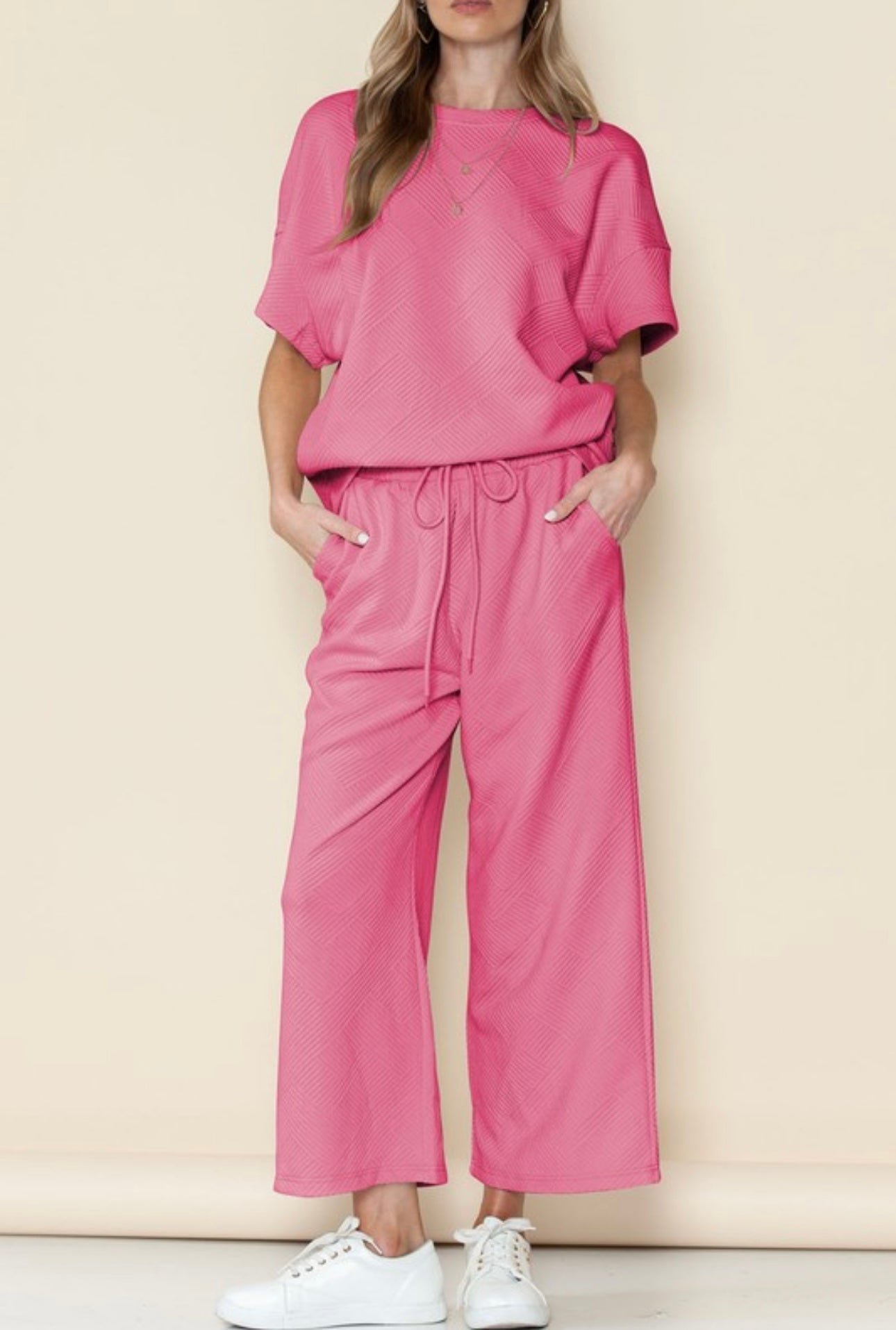 Alex Strawberry Pink Textured Set