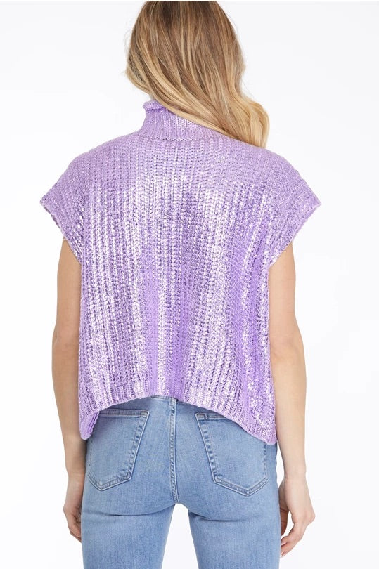 Lilac Metallic Foil Sleeveless Sweater