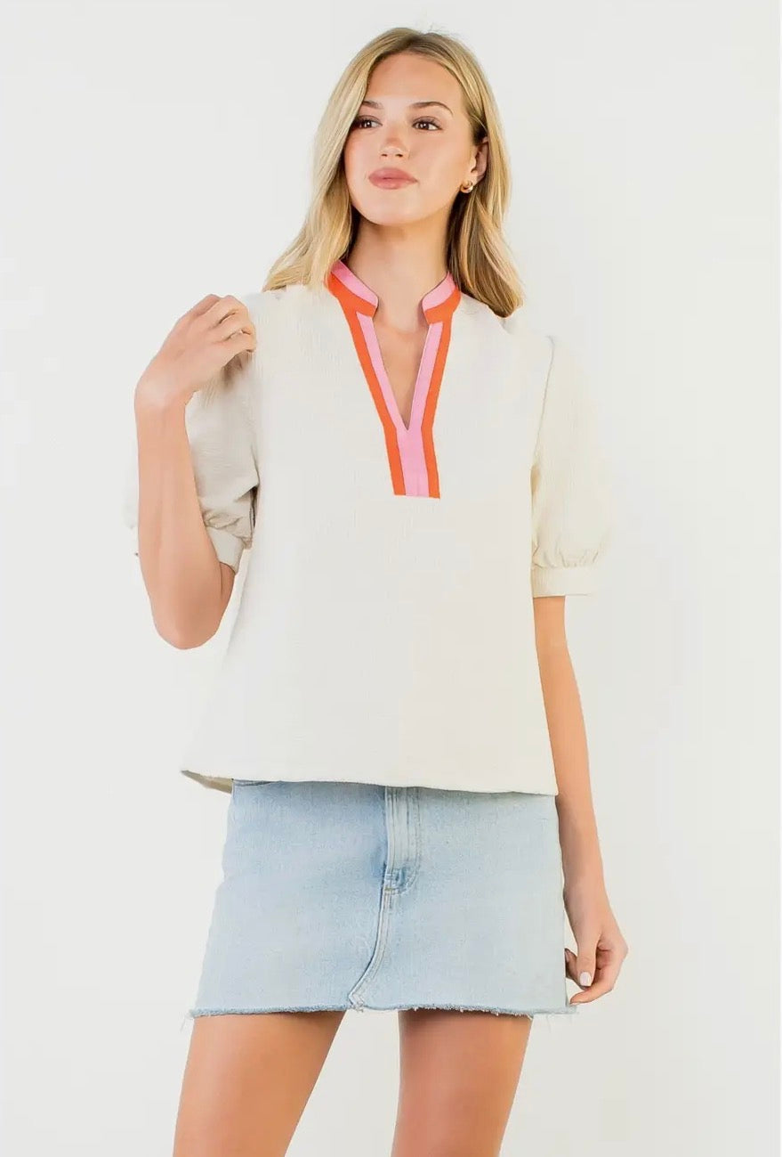 Simply Alluring Puff Sleeve Textured Blouse