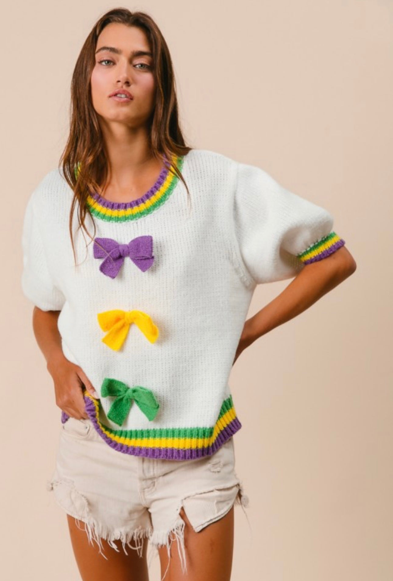 Mardi Gras Bow Sweater