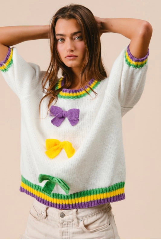 Mardi Gras Bow Sweater