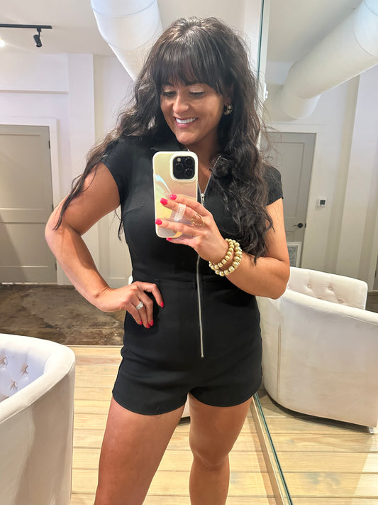 Black Stellar Collared Romper