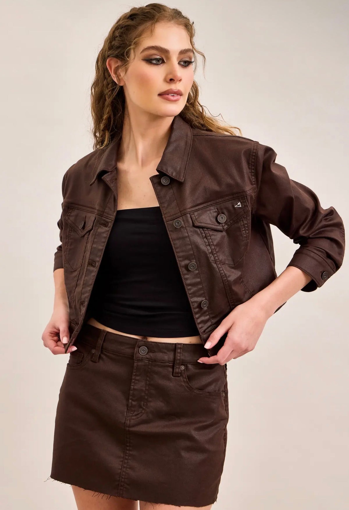 Peyton Brown Coated Mini Skirt~ Hidden Brand