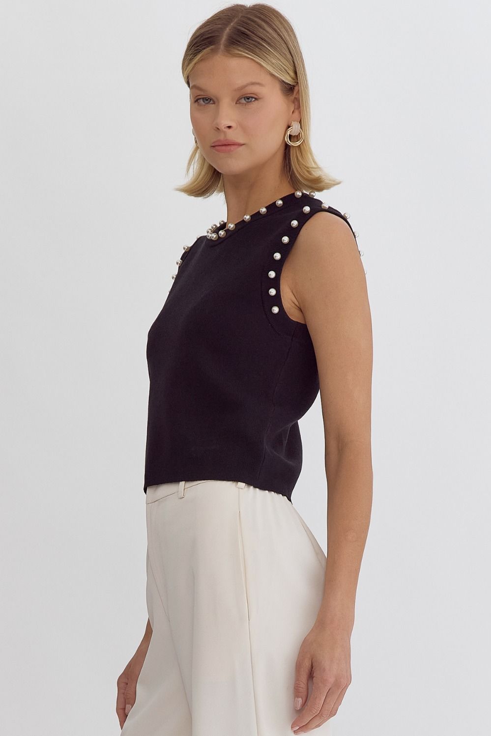 Pearl Me Up Crop Knit Top