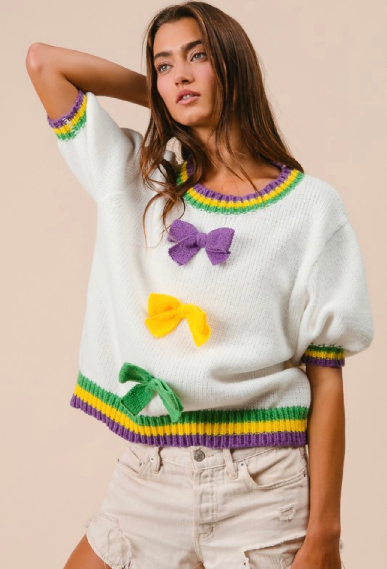 Mardi Gras Bow Sweater