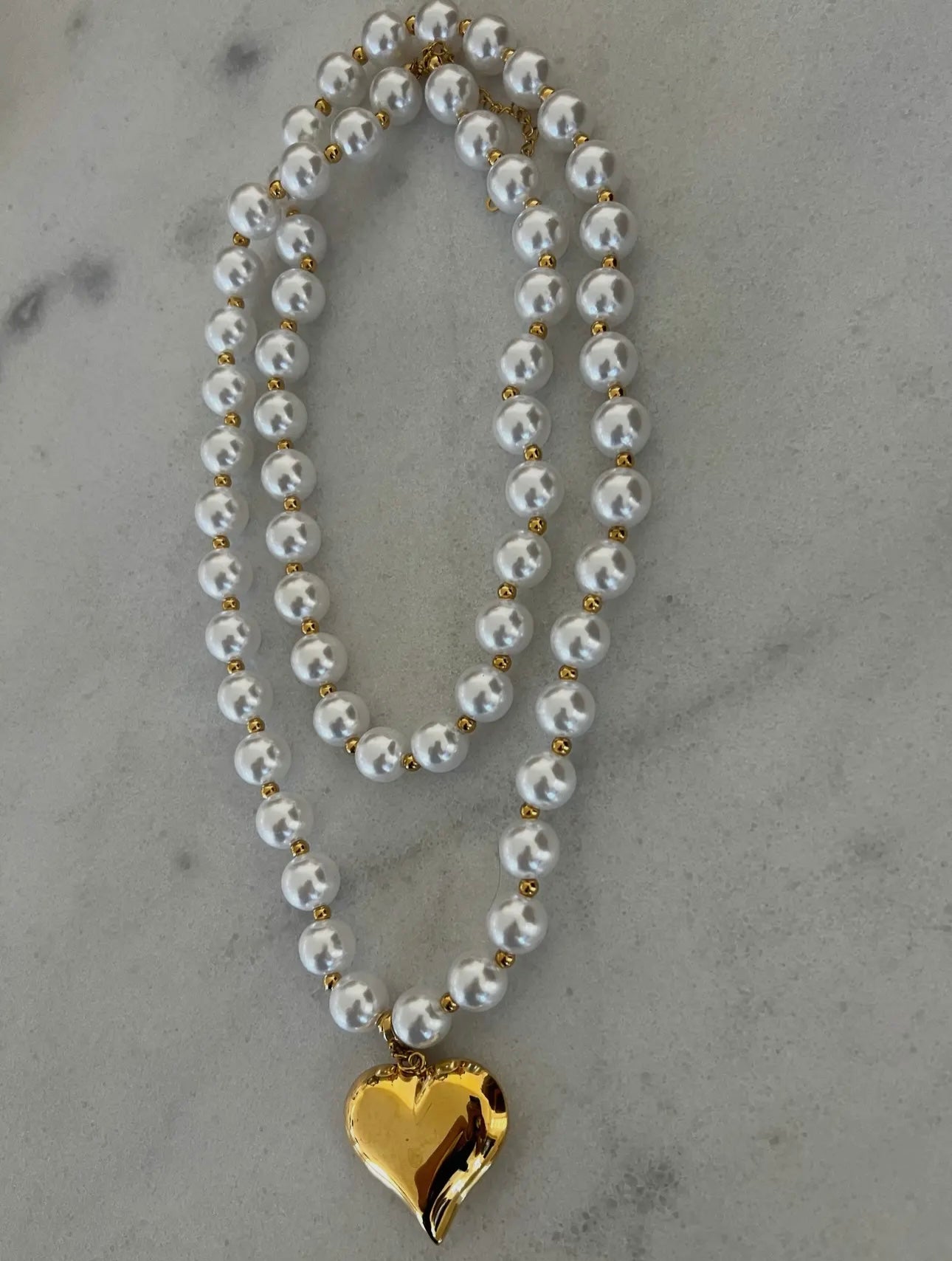 Wrap Around Pearl Heart Necklace