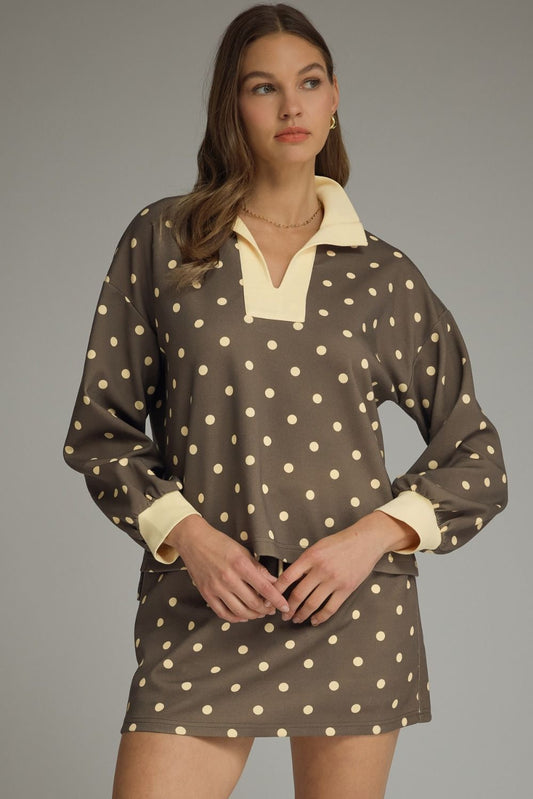 Miss Priss Chocolate Polka Dotted Skort Set