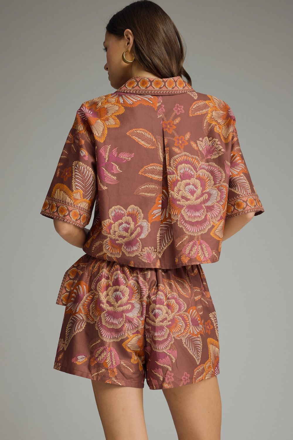 Italy is Calling Terracotta Floral Blouse & Wrap Skort Set