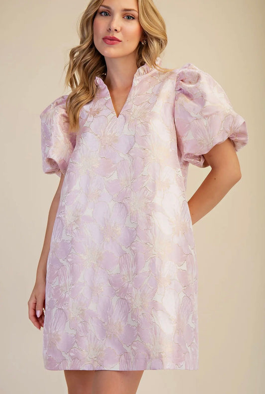 Uptown Allure Baby Pink Floral Mini Dress