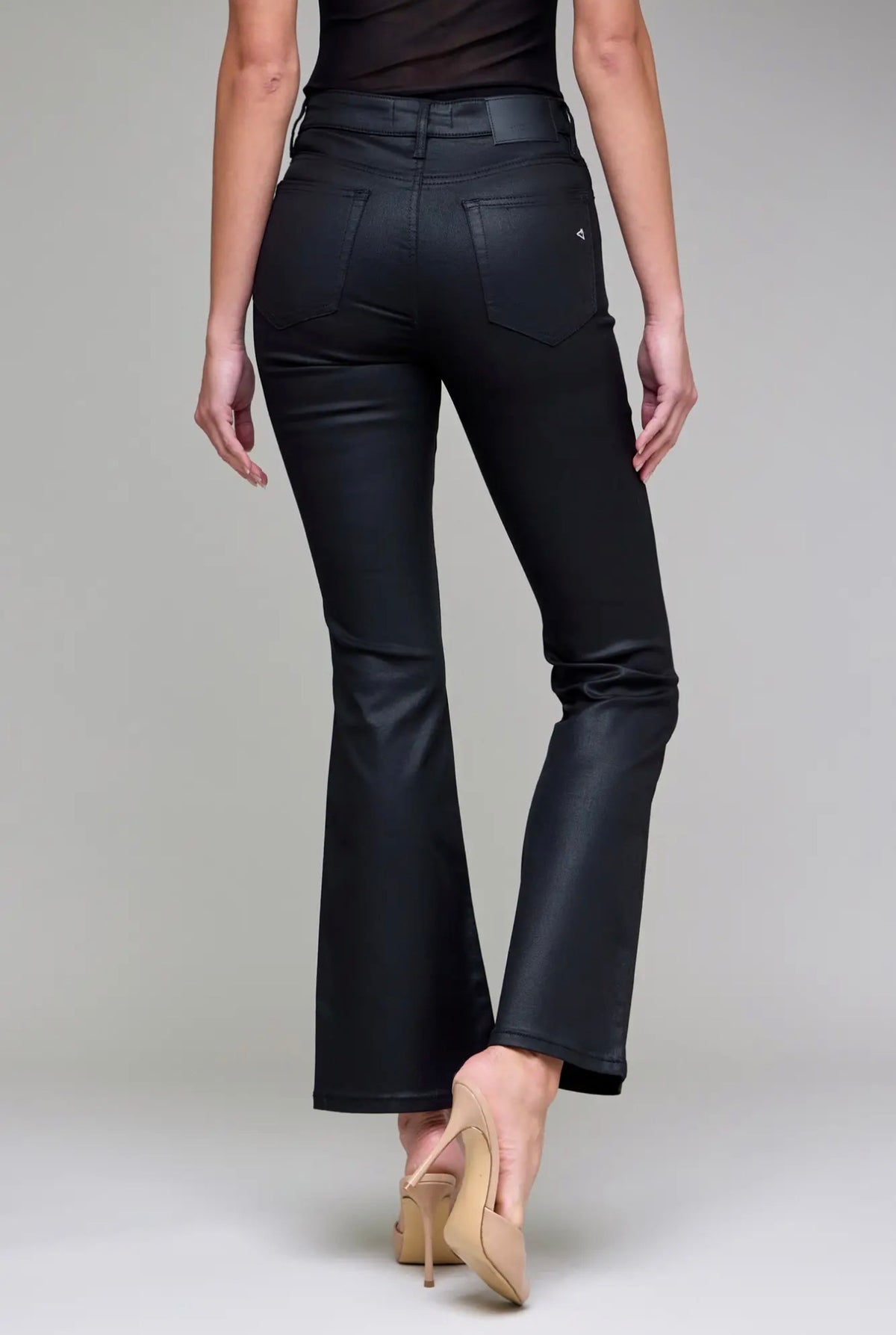Happi Black Coated Clean Stretch Flare Hidden Jeans~ Inseam 31