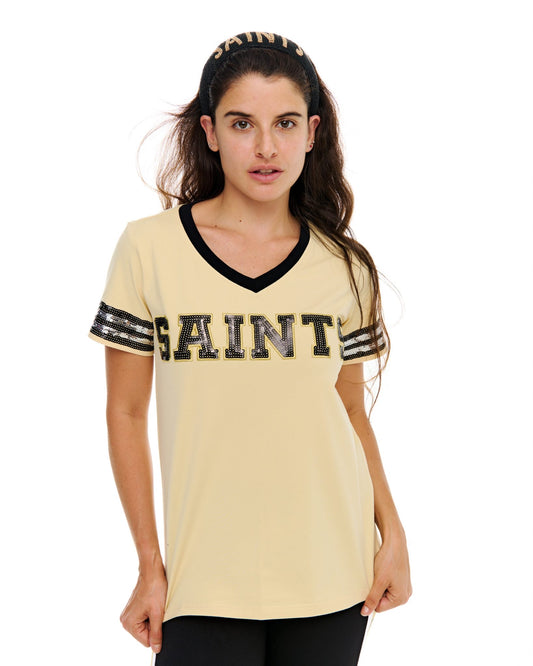 Saints Sequin Top- Sand